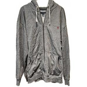 Polo Ralph Lauren hoodie men 2XLT Gray Full Zip Drawstring Cotton